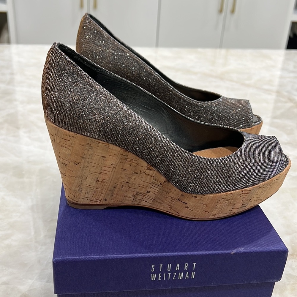 Barely Worn Stuart Weitzman Sparkly Anna Cork Wed… - image 2